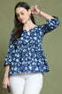 Blue Pure Cotton Jaipuri Printed Short Top