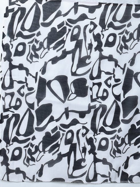 Black Cotton Blend Printed Plus Size Ready to Wear Patiala Salwar Suit