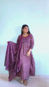 Women's Wine & Beige Cotton Blend Embroidered A-Line Kurta & Pant With Dupatta