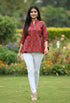 Maroon Pure cotton Jaipuri Printed Short Top