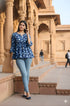 Blue Pure Cotton Jaipuri Printed Short Top