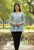 Sky Blue Pure Cotton Hand Painted Short Top