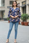 Blue Pure Cotton Floral Printed Short Top