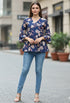Blue Pure Cotton Floral Printed Short Top