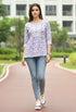 Lavender Pure Cotton Foil Printed Short Top