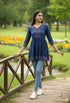 Blue Pure Cotton Jaipuri Printed Short Top