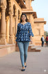 Blue Pure Cotton Jaipuri Printed Short Top