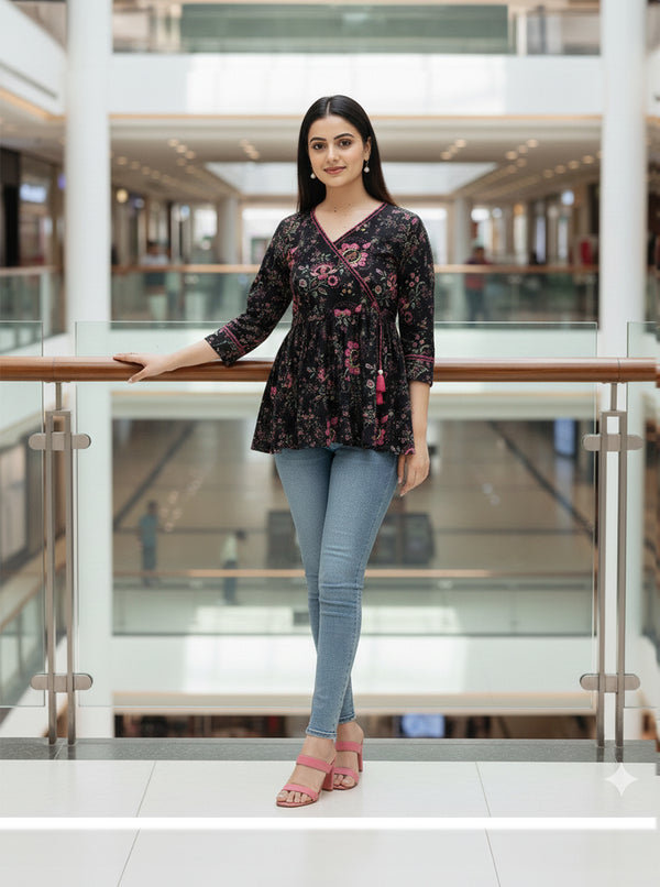 Blooming Casual Chic Cotton Jaipuri Printed Short Top