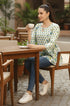 White & Teal Pure Cotton Floral Printed Short Top