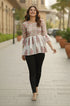 White & Pink Pure Cotton Floral Printed Short Top