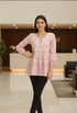 White & Pink Pure Cotton Floral Printed Short Top