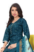 Teal Blue Cotton Blend Printed Ready to Wear Patiala Salwar Suit