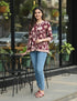 Wine Pure Cotton Jaipuri Printed Short Top