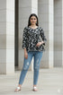 Black Pure Cotton Jaipuri Printed Short Top