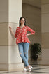 Red Pure Cotton Jaipuri Printed Short Top