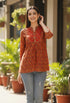 Orange Pure Cotton Floral Printed Short Top