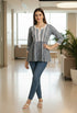 Grey & White Pure Cotton Bandhani Printed Short Top
