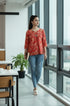 Red Pure Cotton Jaipuri Printed Short Top
