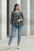 Black Pure Cotton Jaipuri Printed Short Top