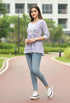 Lavender Pure Cotton Foil Printed Short Top