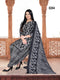Black & White Cotton Blend Printed Unstitched Salwar Suit Material