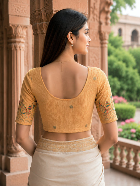 Rajnandini Women's Lycra Embroidered Readymade Blouse(BL1117CHIKU0626)