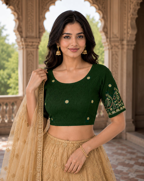 Rajnandini Women's Lycra Embroidered Readymade Blouse(BL1117MAHENDI0626)