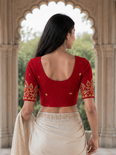 Rajnandini Women's Lycra Embroidered Readymade Blouse(BL1117RED0626)