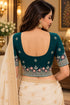 Teal Lycra Readymade Embroidered Blouse For Women