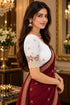 White Lycra Readymade Embroidered Blouse For Women
