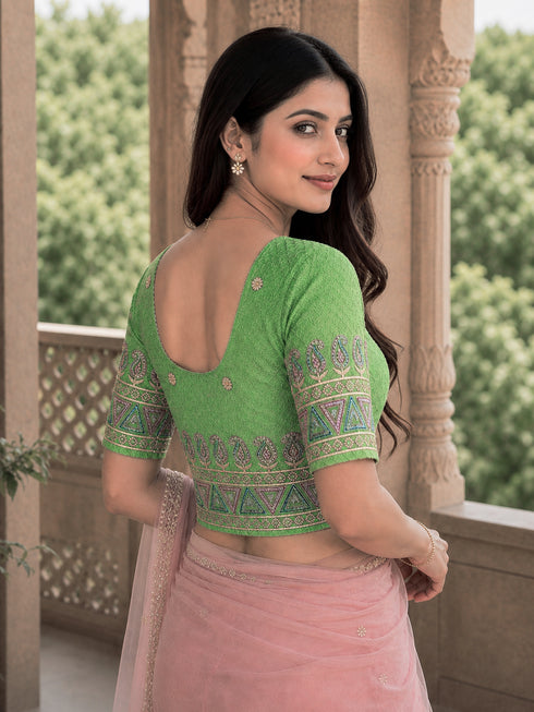 Rajnandini Women's Lycra Embroidered Readymade Blouse(BL6208PISTA0426)
