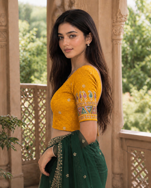 Rajnandini Women's Lycra Embroidered Readymade Blouse(BL6208YELLOW0426)
