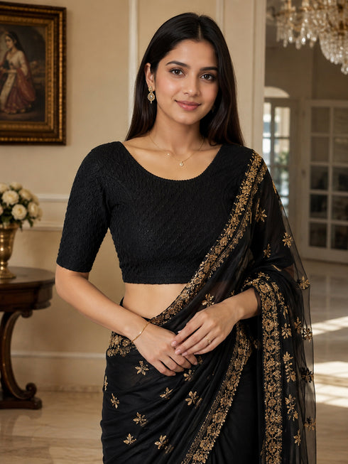 Rajnandini Women's Lycra Solid Readymade Blouse(BL6210BLACK0826)