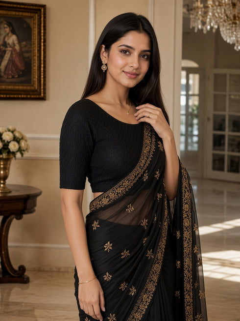 Rajnandini Women's Lycra Solid Readymade Blouse(BL6210BLACK0826)