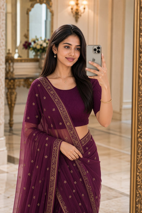 Rajnandini Women's Lycra Solid Readymade Blouse(BL6210WINE0826)