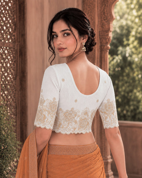 Rajnandini Women's Lycra Embroidered Readymade Blouse(BL6213WHITE0426)