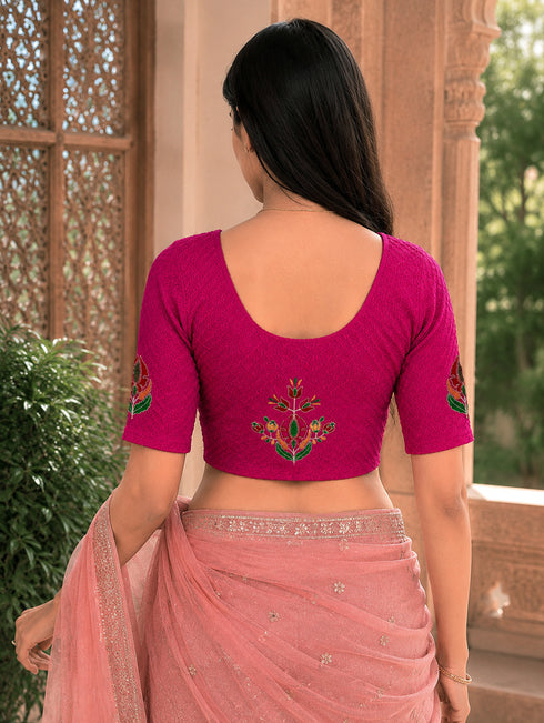 Rajnandini Women's Lycra Embroidered Readymade Blouse(BL6221PINK0626)