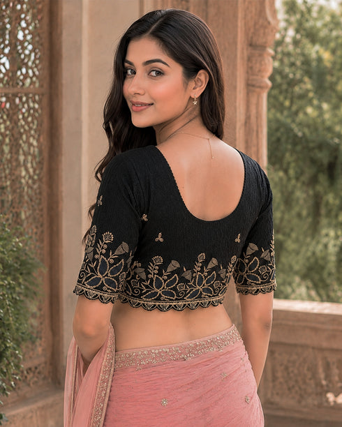 Rajnandini Women's Lycra Embroidered Readymade Blouse(BL6224BLACK0626)