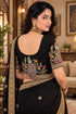 Black Lycra Readymade Embroidered Blouse For Women