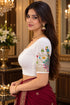 White Lycra Readymade Embroidered Blouse For Women