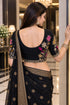 Black Lycra Readymade Embroidered Blouse For Women