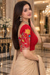 Red Lycra Readymade Embroidered Blouse For Women