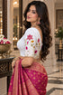 White Lycra Readymade Embroidered Blouse For Women