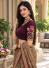 Wine Lycra Readymade Embroidered Blouse For Women
