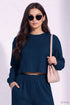 Teal Blue Lycra Solid Oversized Strachable Coords Set