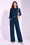 Teal Blue Lycra Solid Oversized Strachable Coords Set