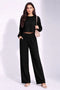 Black Lycra Solid Oversized Strachable Coords Set