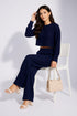 Blue Lycra Solid Oversized Strachable Coords Set