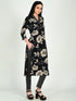 Black Cotton Blend Floral Block Printed Kurta & Pant With Dupatta