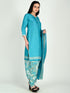 Turquoise Cotton Blend Printed Ready to Wear Patiala Salwar Suit